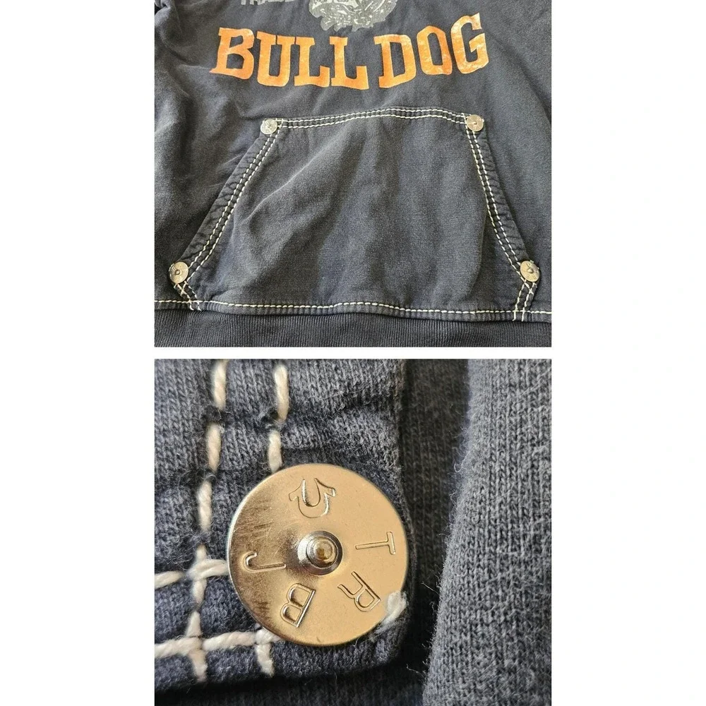 Vintage True Religion Hoodie Mens Medium Fairchilds Bulldog‎ Made in USA Y2K